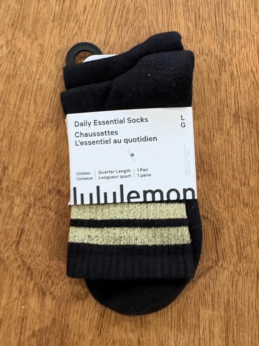 Lululemon daily essential quarter socks Black/gold
